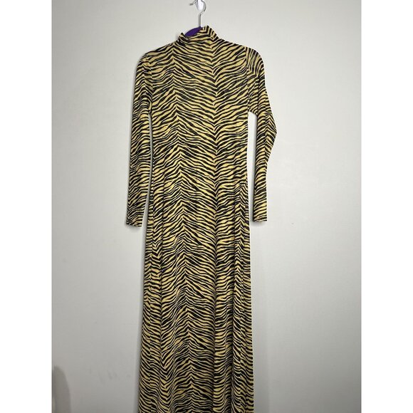 Simon Miller Zesty Yellow Black Zebra Stripe Mesh Maxi Dress Women's Size Small - Picture 1 of 9